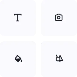 Four buttons graphic detailing part of the animation